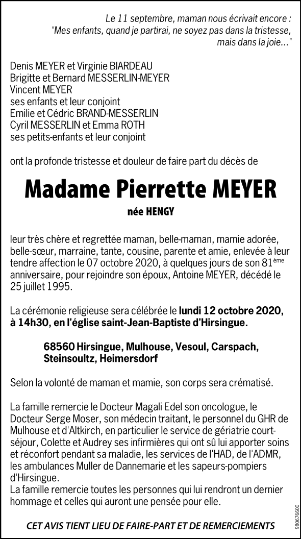Necrologie Pompes Funebres Muller